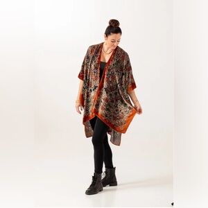 Velvet Kimono w/ Sheer Details
